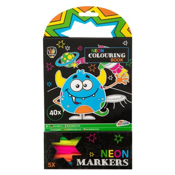 Mini bojanka + 5 neonskih markera Čudovište